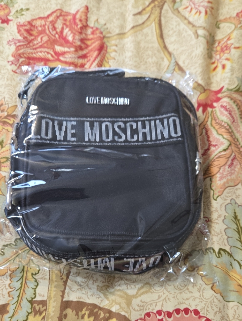 Love Moschino Black Toiletry Bag with Logo Band